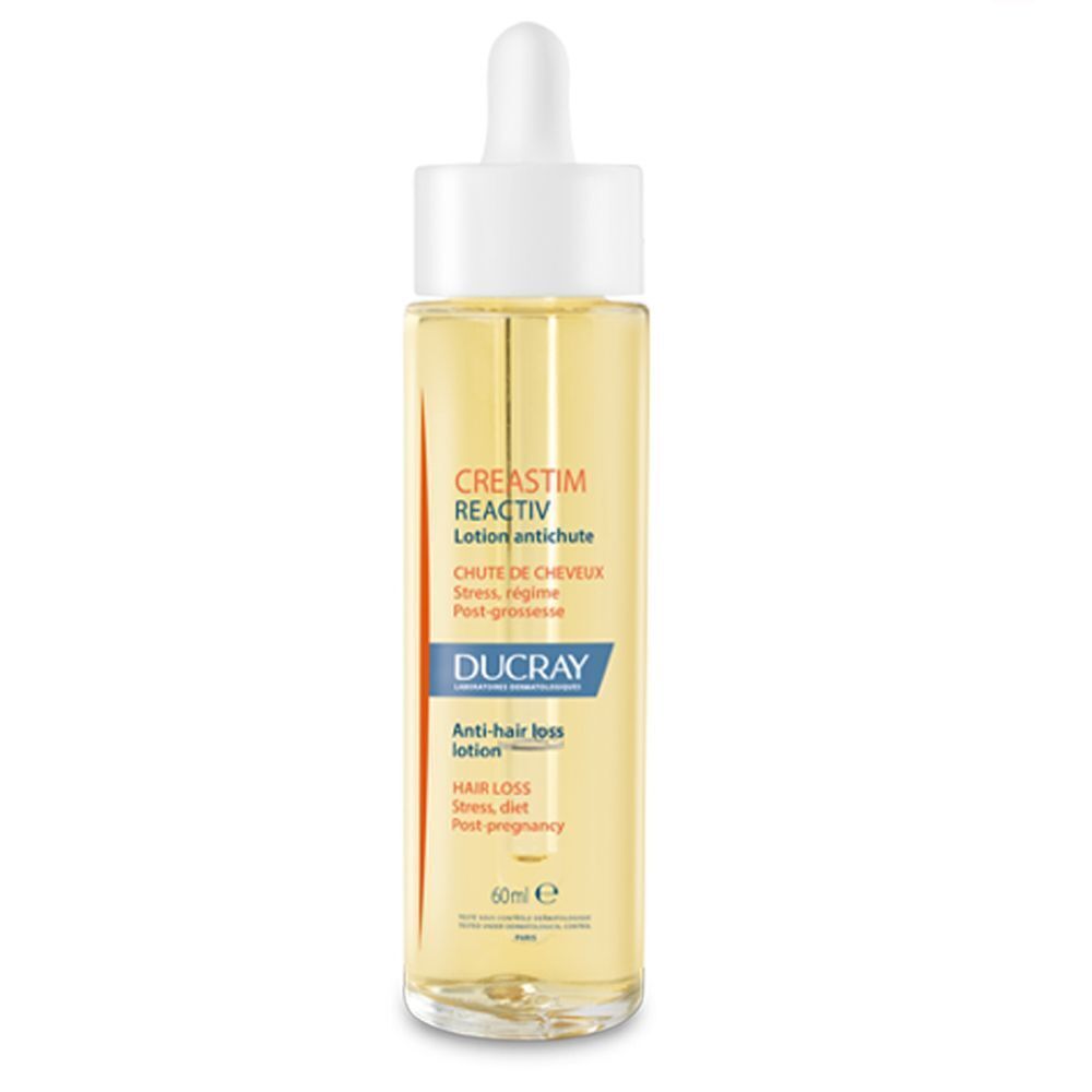 Ducray Creastim Reactiv Anti-Haarausfall Lotion in klarer Glasflasche mit Pipette. 50ml.