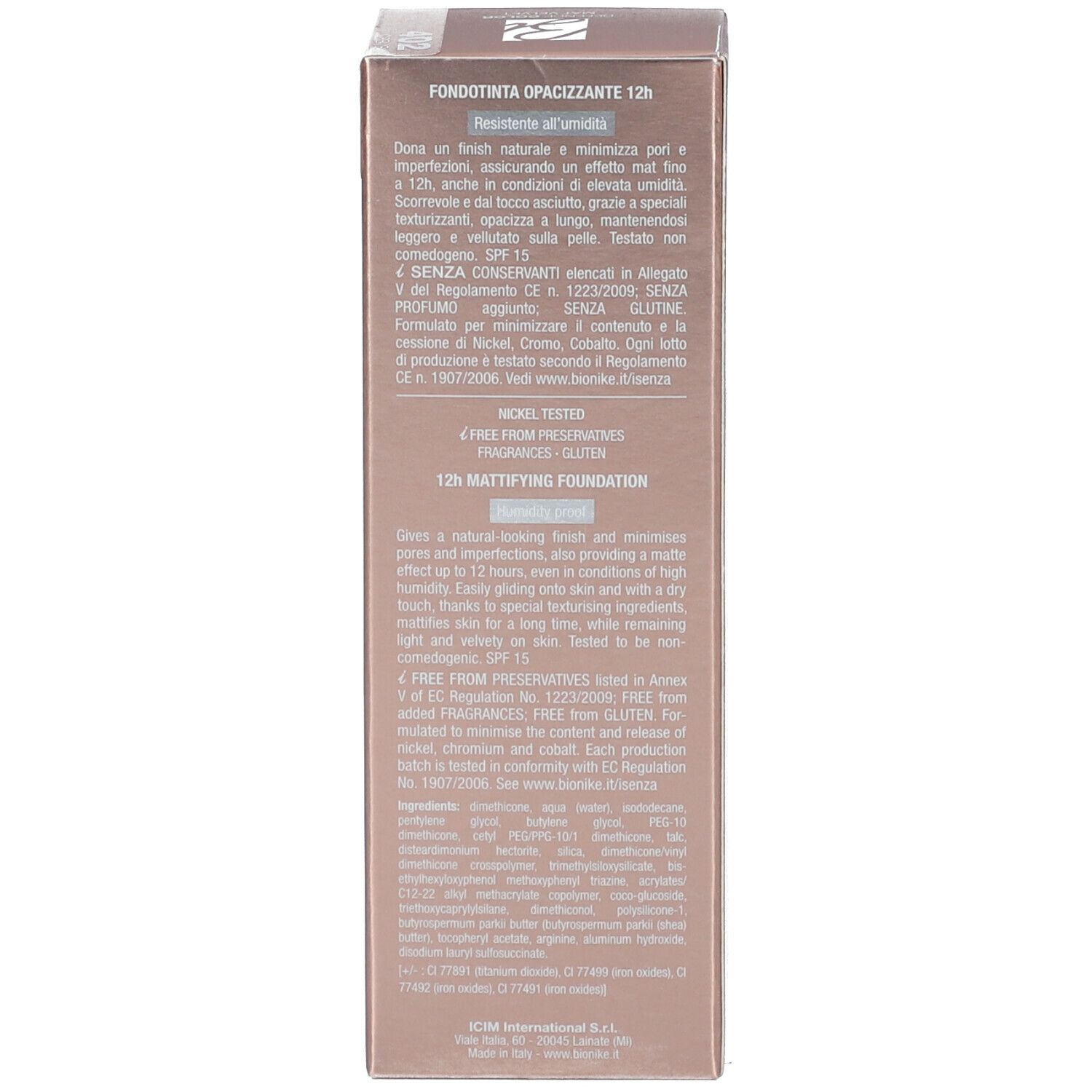 Produktverpackung. Text über Inhaltsstoffe und Anwendung. Text in Deutsch.