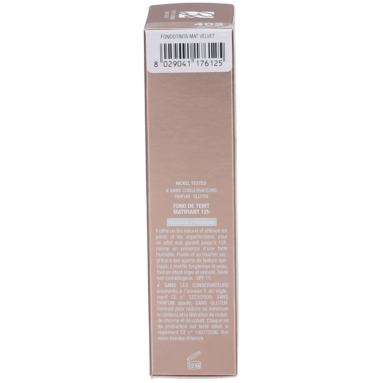 Produktverpackung. Aufschrift: 402. Barcode. Text in Deutsch.