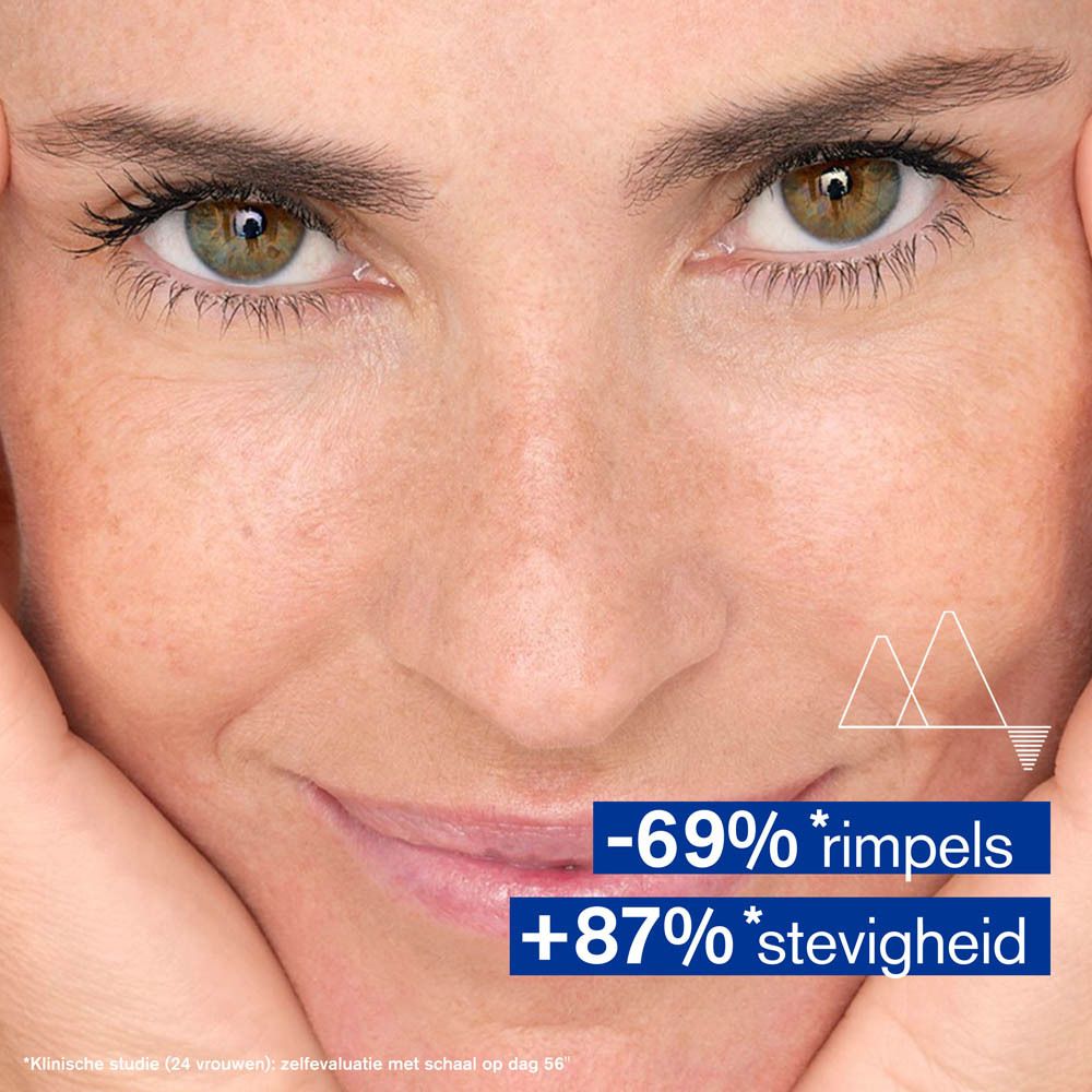 Grafiek met ingrediënten. Opschrift: Retinol, Hyaluronzuur, Karitéboter. Met tekst.