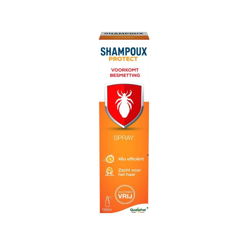 Productverpakking. Oranje ontwerp met productnaam en logo. Qualiphar-logo.