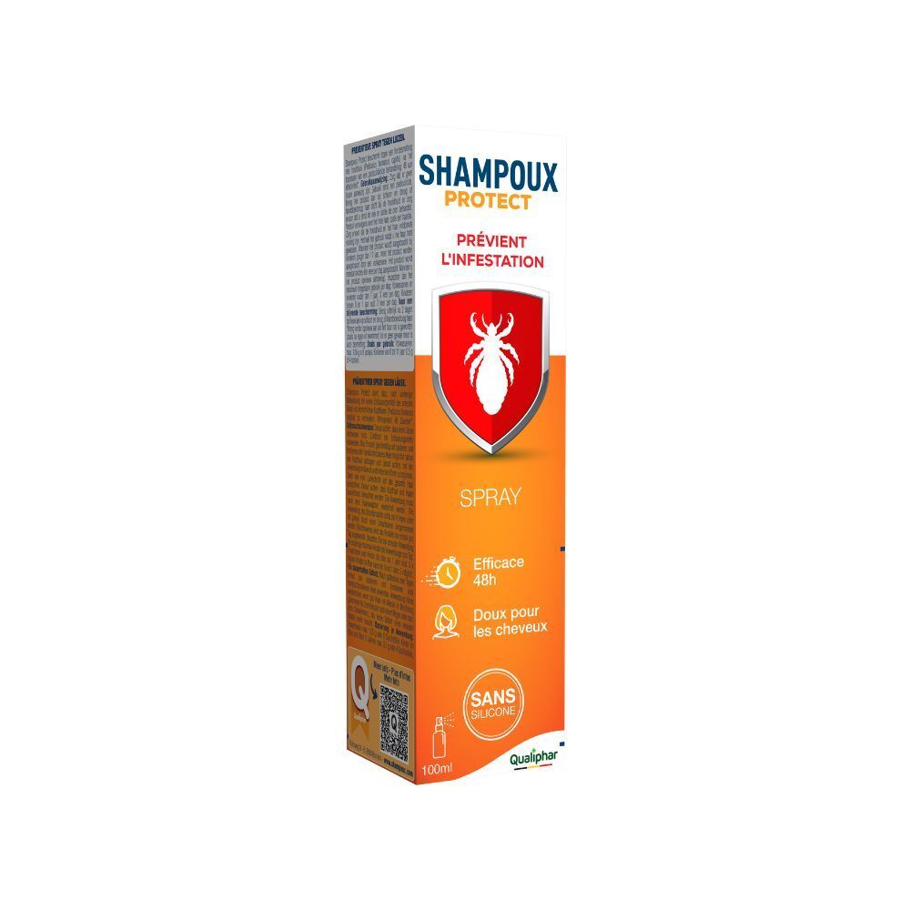 Emballage du produit. Design orange avec nom et logo du produit. Logo Qualiphar.