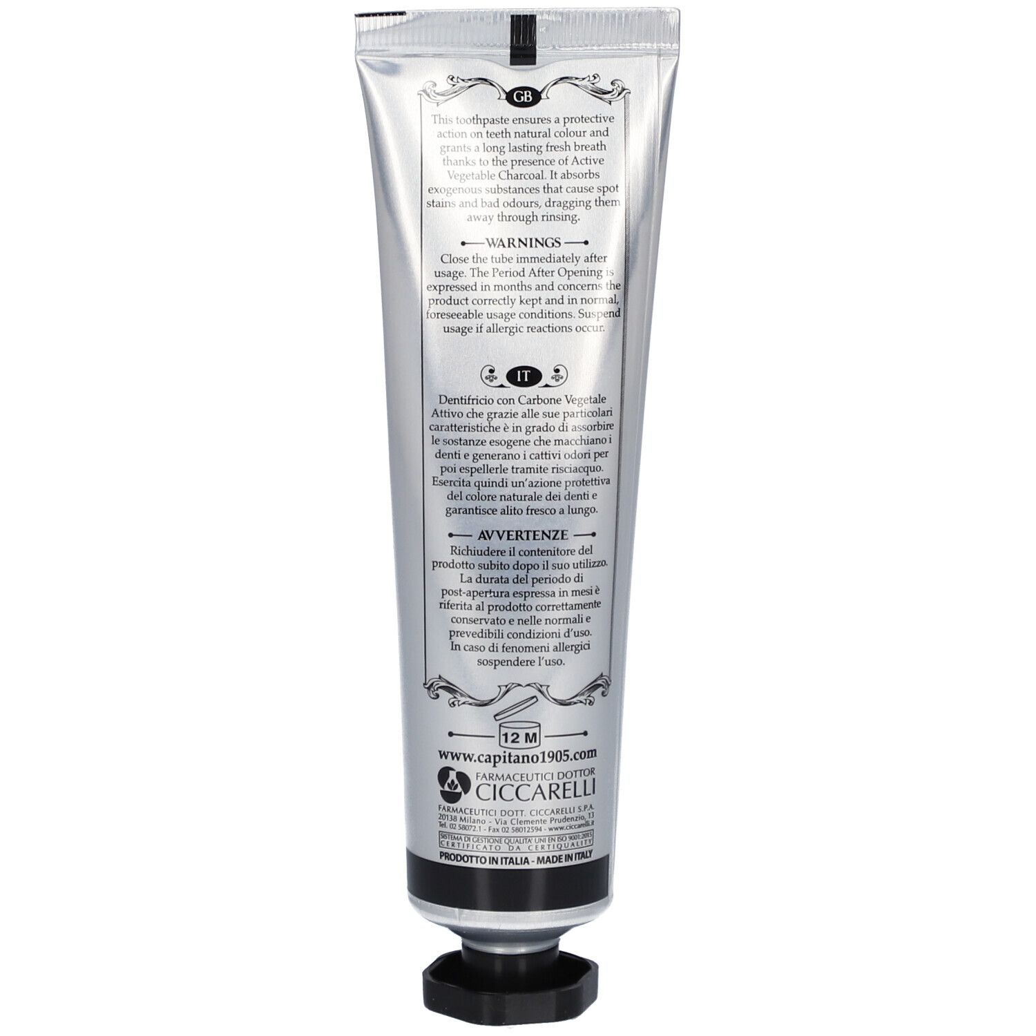 Pasta del Capitano Charcoal Toothpaste 75 ml