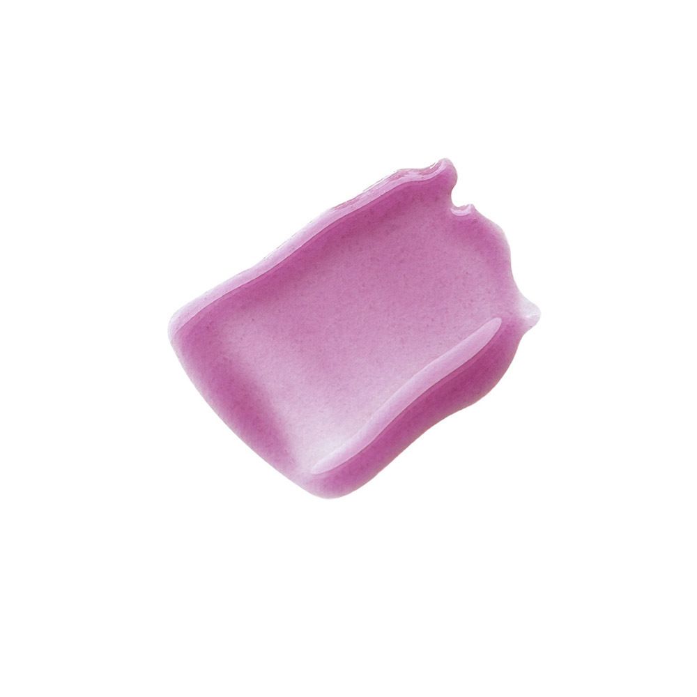 Échantillon de couleur d'huile pour les lèvres. Couleur prune. Sur fond clair.