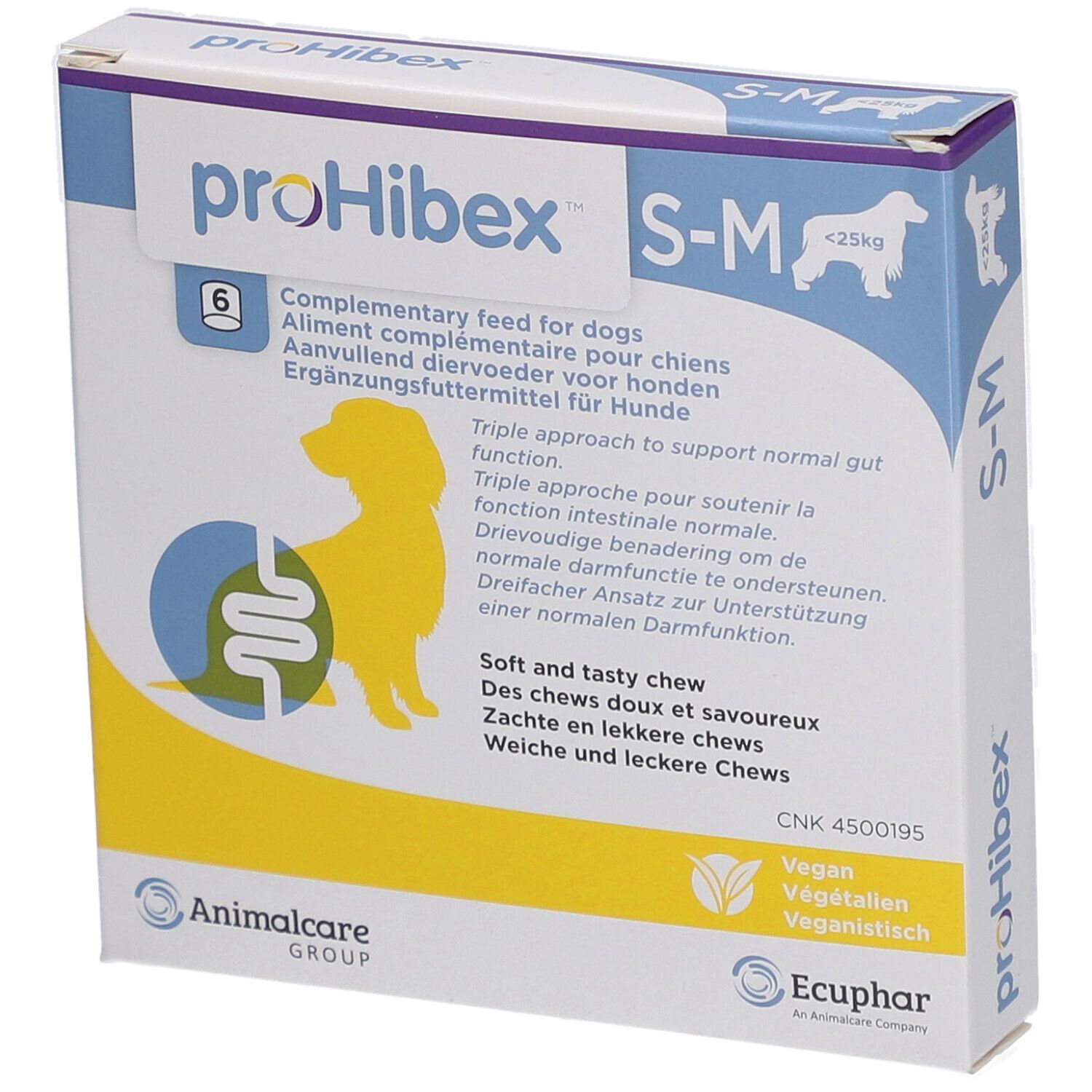 proHibex S-M Packung für Hunde. 6 Stück. Vegan. Animalcare Group. Ecphar.