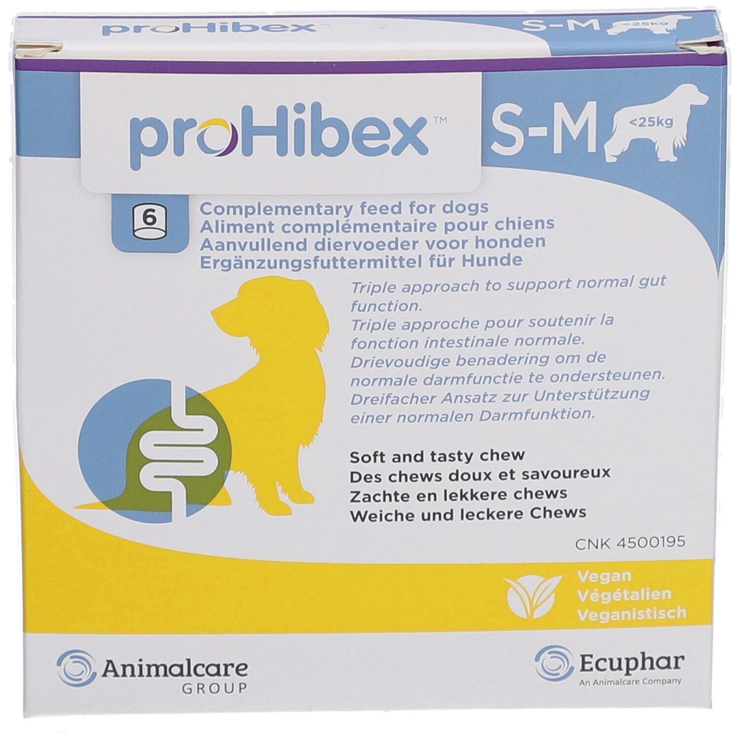 proHibex S-M Packung für Hunde. 6 Stück. Vegan. Animalcare Group. Ecphar.