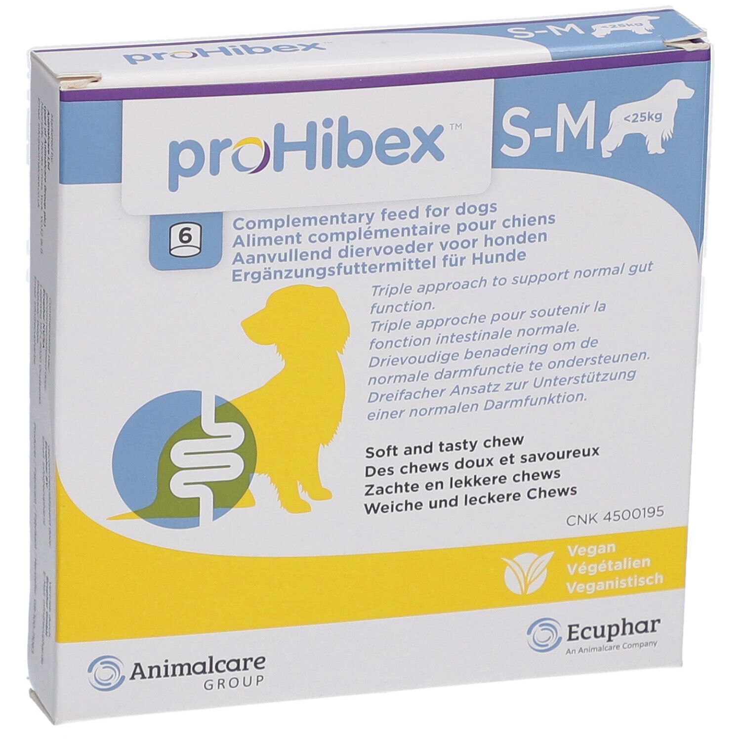 proHibex S-M Packung für Hunde. 6 Stück. Vegan. Animalcare Group. Ecphar.