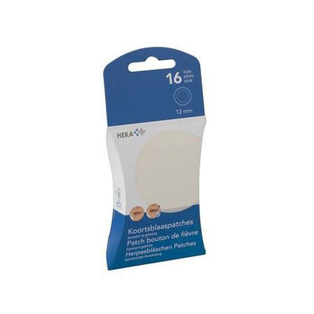 Emballage de 16 patchs de 12 mm. Nom et logo du produit visibles. Emballage bleu et blanc.