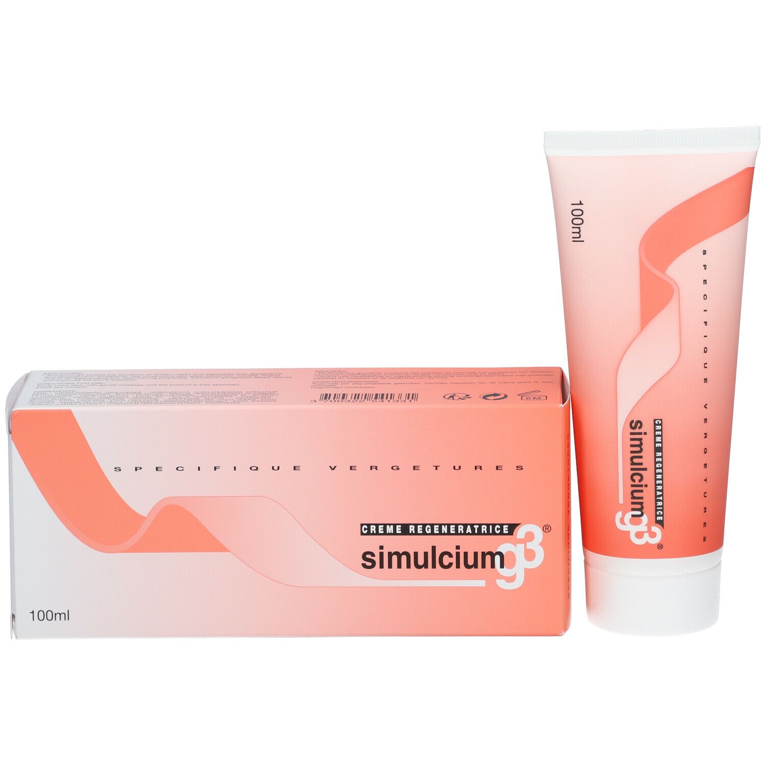 Productverpakking en tube. Verpakking in roze en wit met productnaam. Tube ernaast.