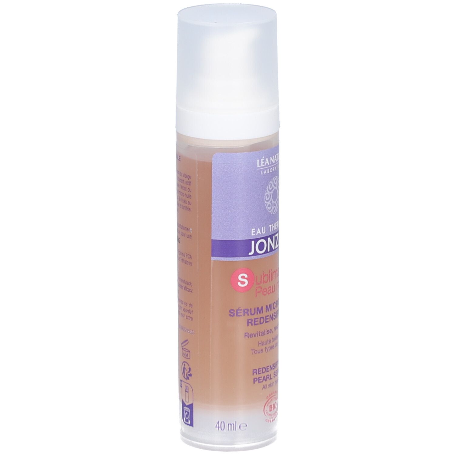 Jonzac Sublimactive Serum. Flasche mit Sprühkopf. Produktbezeichnung und Logo. 40 ml.