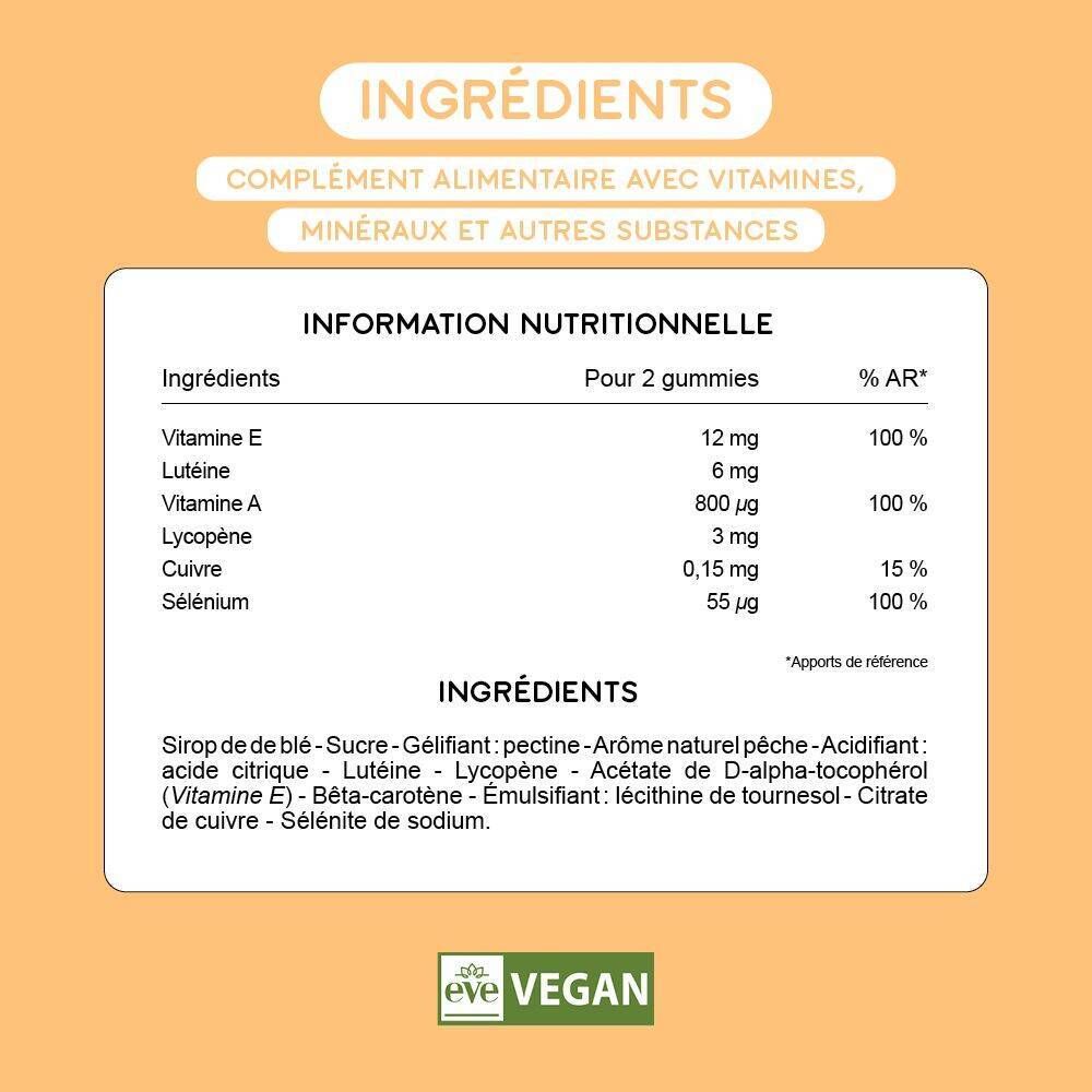 Produit avec texte et illustrations. Informations sur l'utilisation et les ingrédients.