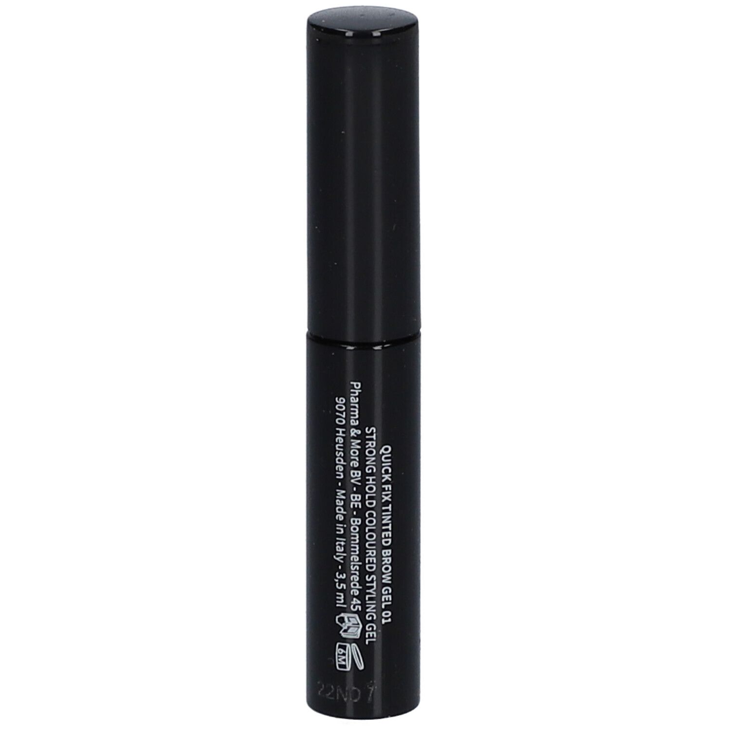 Tube noir avec bouchon. Inscription: LES COULEURS DE NOIR. Informations produit.