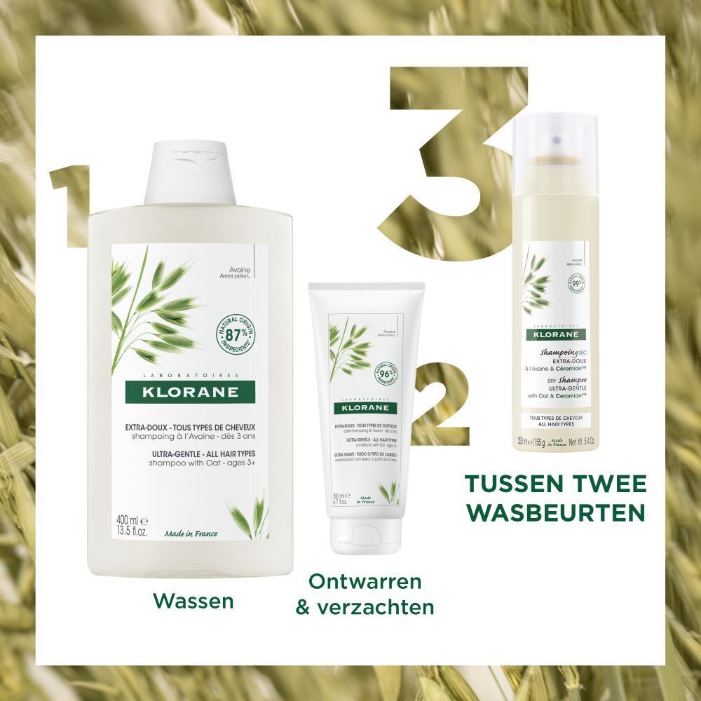 Productinformatie. 3 producten: shampoo, conditioner, droogshampoo. Voor haarverzorging.
