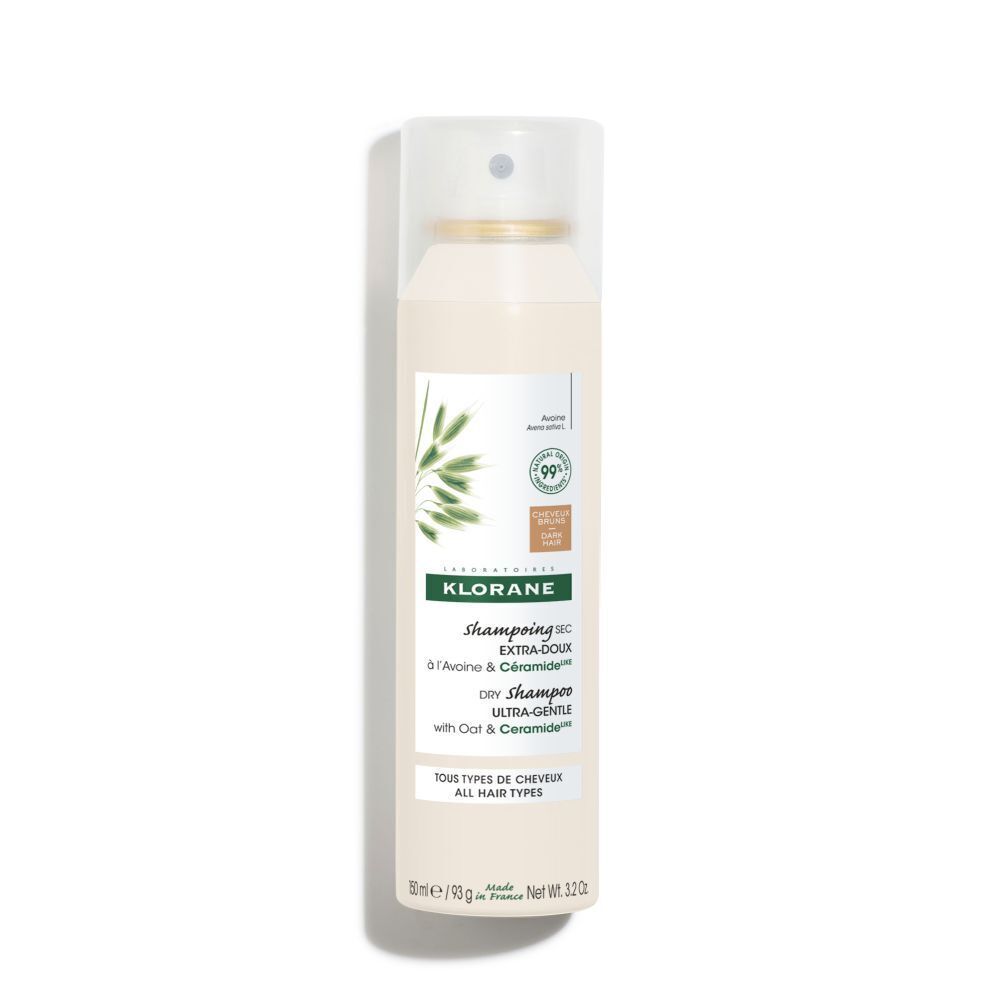 Klorane Trockenshampoo-Flasche mit Sprühkopf, mit Hafermilch und Ceramiden, für alle Haartypen.