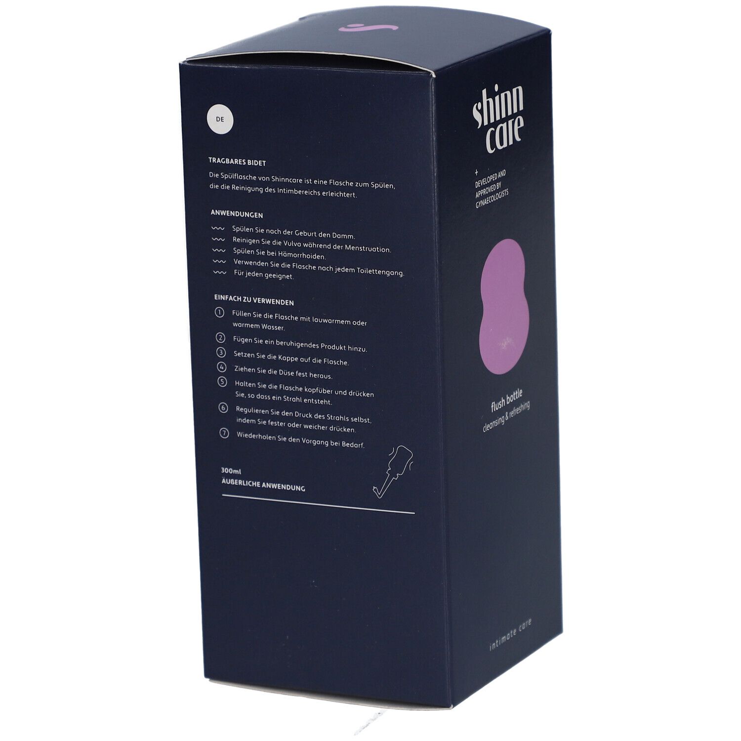 Donkerblauwe verpakking met productlogo en productnaam. Tekst in het Duits.