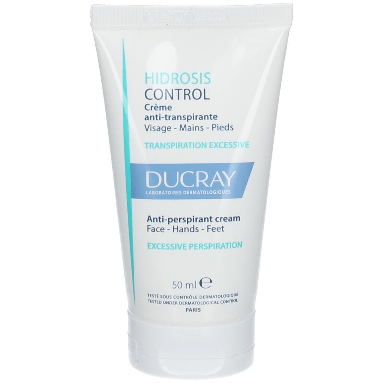 Tube de crème avec nom et logo. Pour visage, mains et pieds. 50 ml.