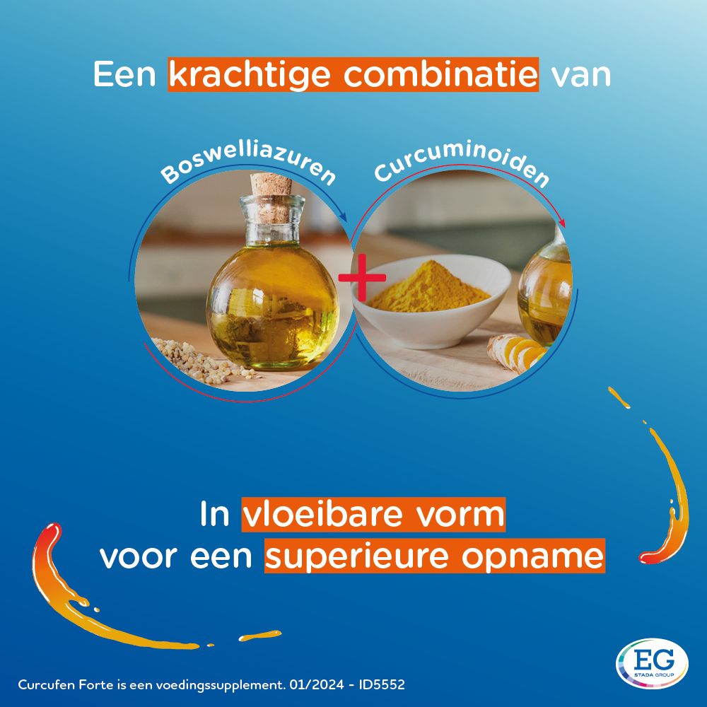Doos Curcufen Forte. Opschrift: Gewrichten & Spieren. 3x hoger gedoseerd. 30 Licaps.