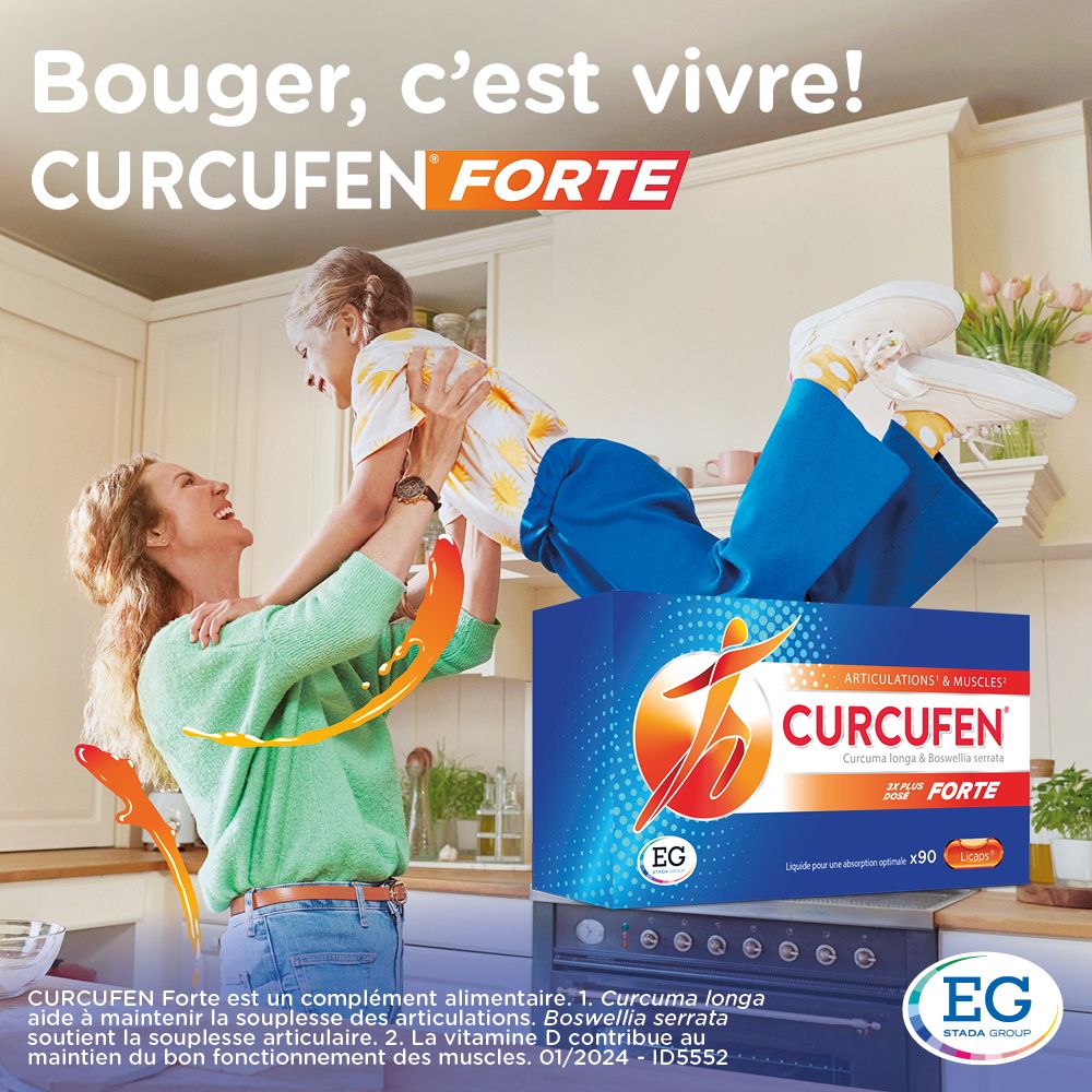 Boîte Curcufen Forte. Inscription : Articulations & Muscles. 3x plus dosé. 30 Licaps.