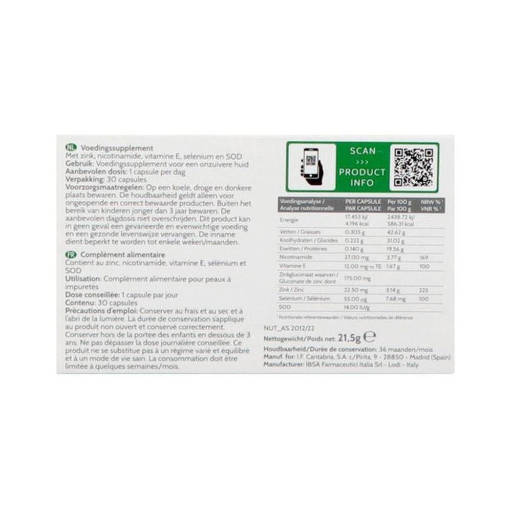 Achterkant van de Biretix-verpakking. Bevat informatie over ingrediënten, dosering en voedingswaarden.