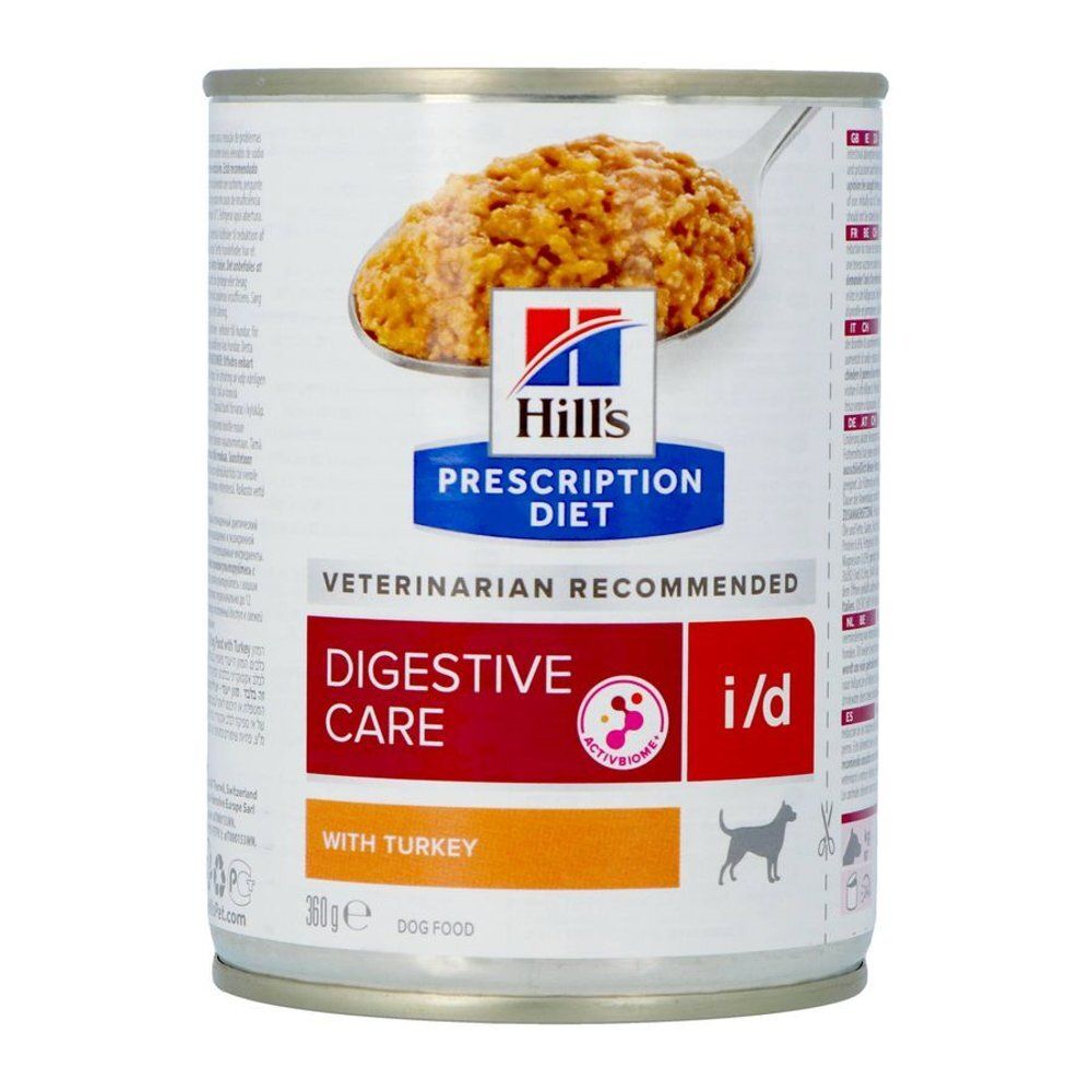 Hill's Prescription Diet i/d Digestive Care Nassfutter für Hunde mit Truthahn in einer Dose.