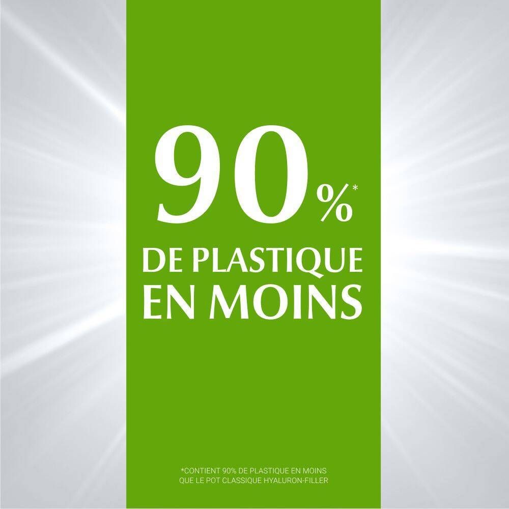 Fond vert avec texte : 90% de plastique en moins.