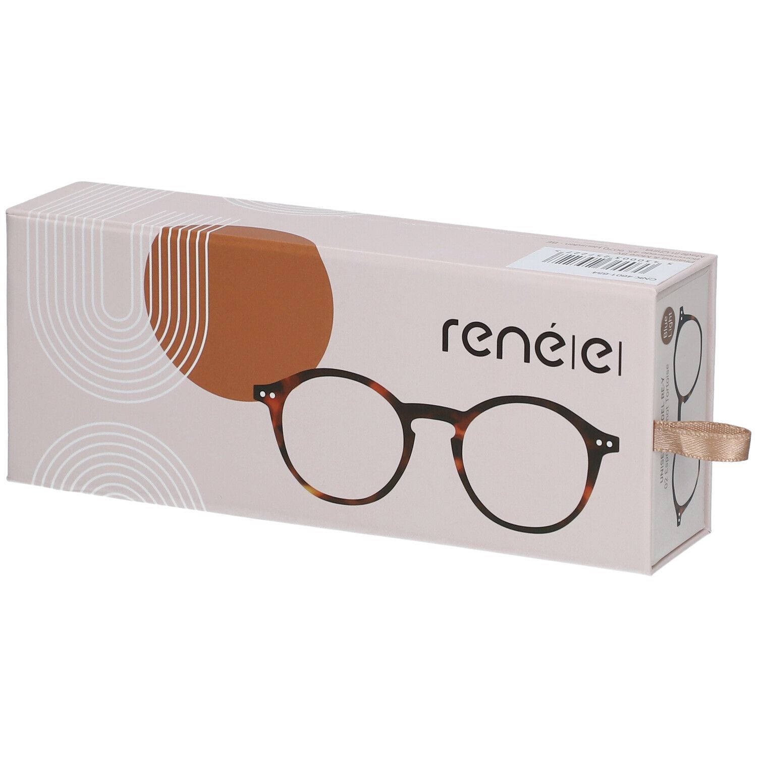 Brillenetui mit Brillenabbildung. Marke: René|e| Lunettes. Farbe: Espresso Shot Tortoise. Form: rund.