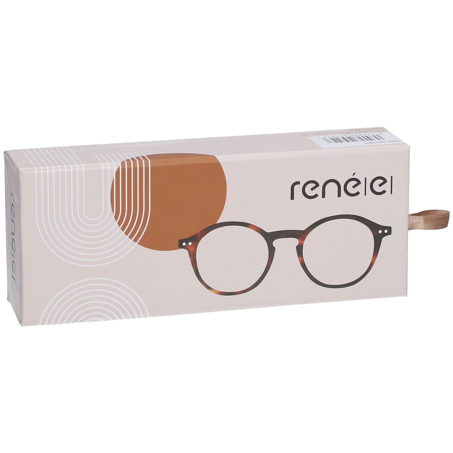 Brillenetui mit Brillenabbildung. Marke: René|e| Lunettes. Farbe: Espresso Shot Tortoise. Form: rund.