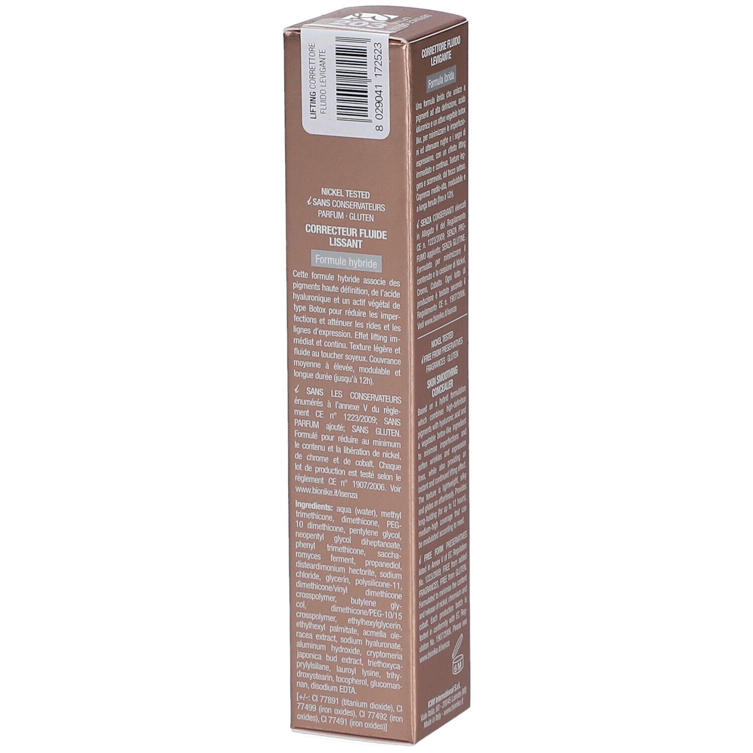 BioNike Defense Color Lifting Concealer 203 Sand. Verpakking met info, tekst en logo. 5 ml.