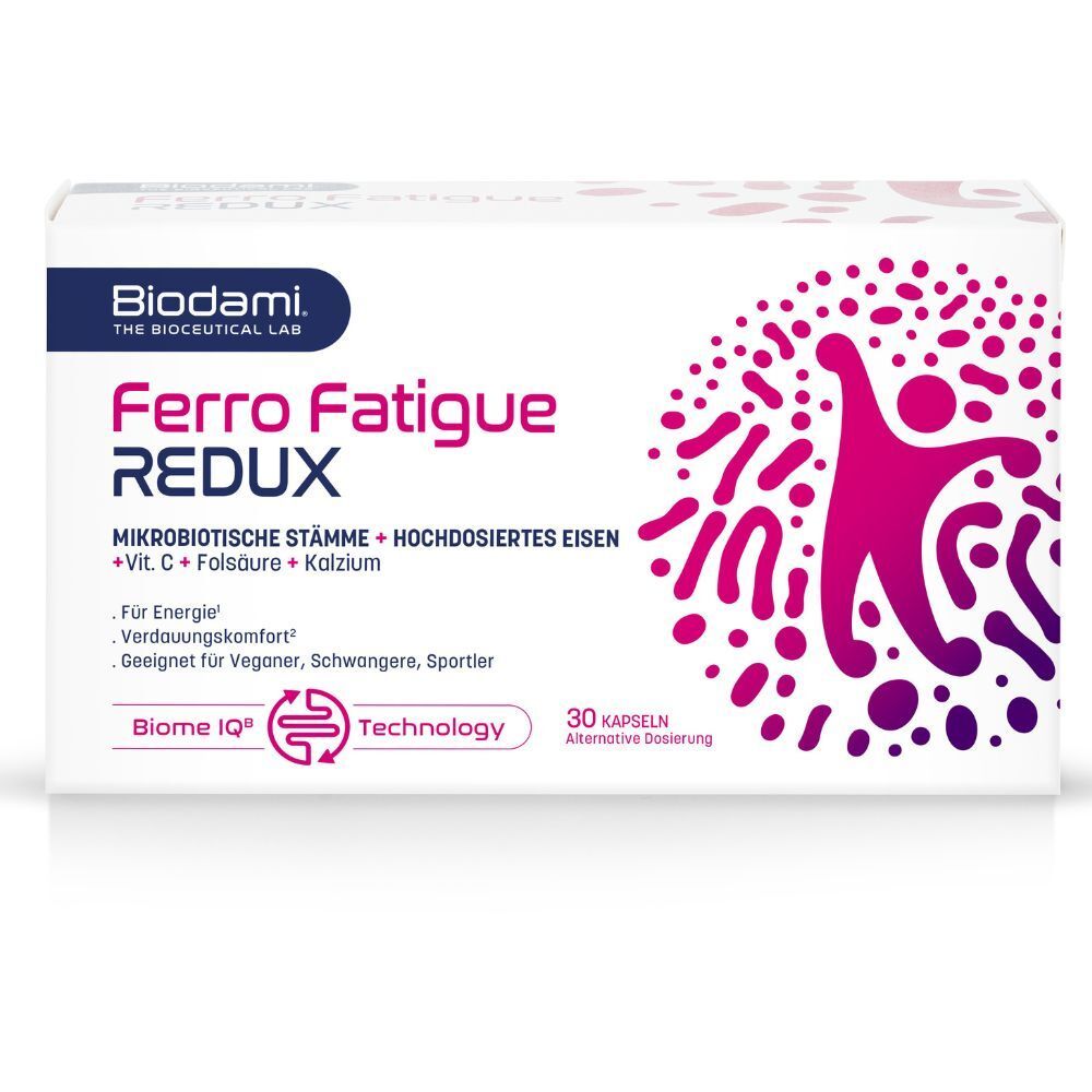 Biodami Ferro Fatigue Redux: Eisen + Vit C + mikrobiotische Stämme bei Müdigkeit