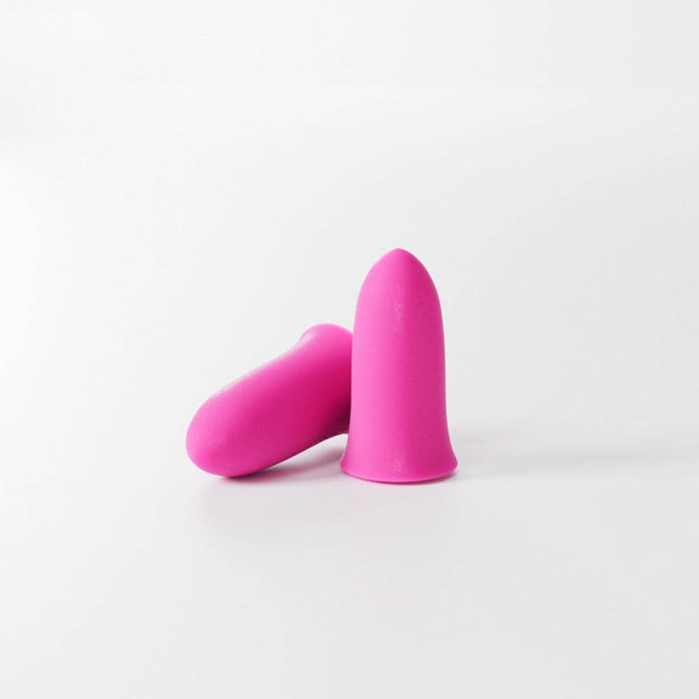 Deux bouchons d'oreille blox® roses. Sur fond blanc.