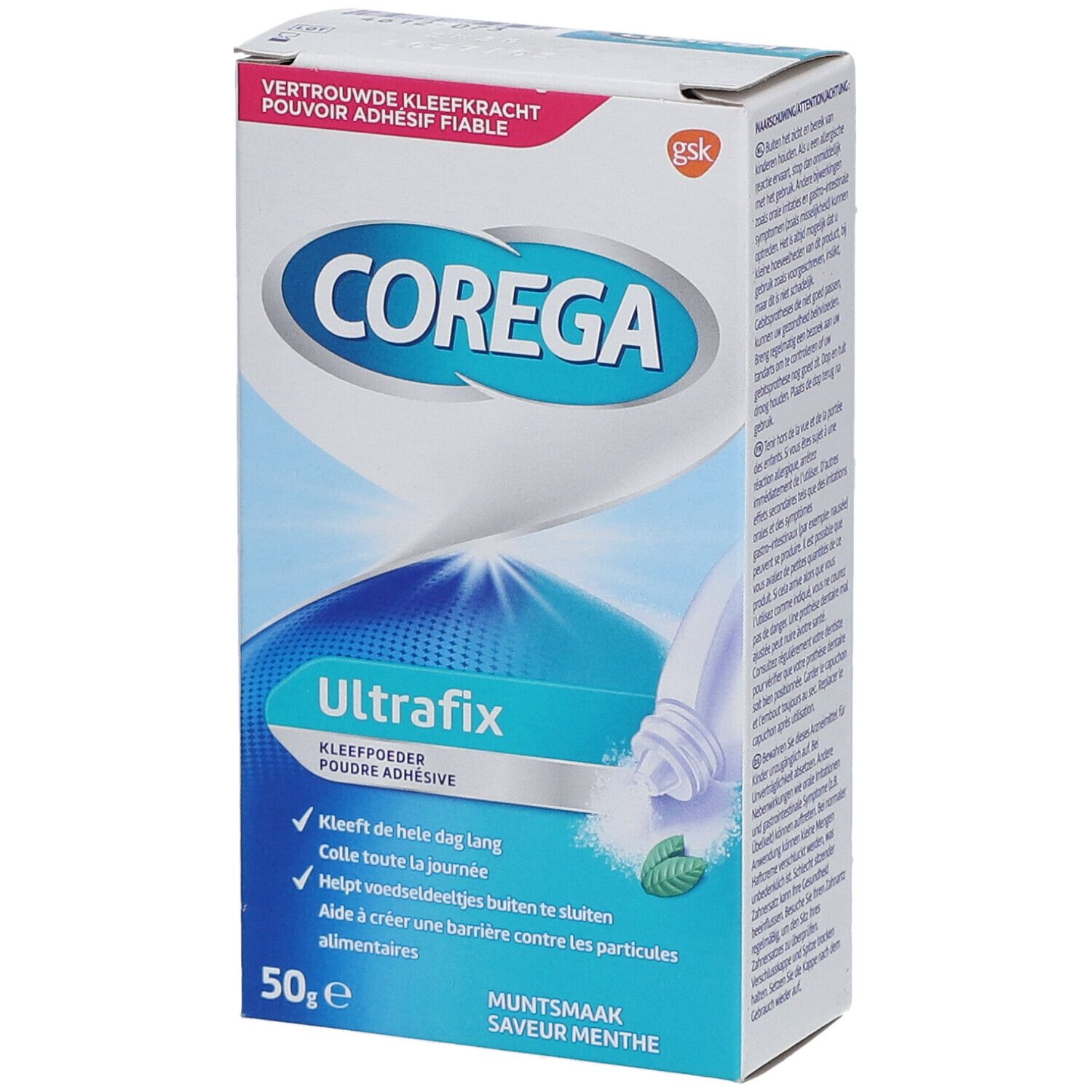 Corega Ultrafix Poudre Adhésive Menthe 50 g poudre