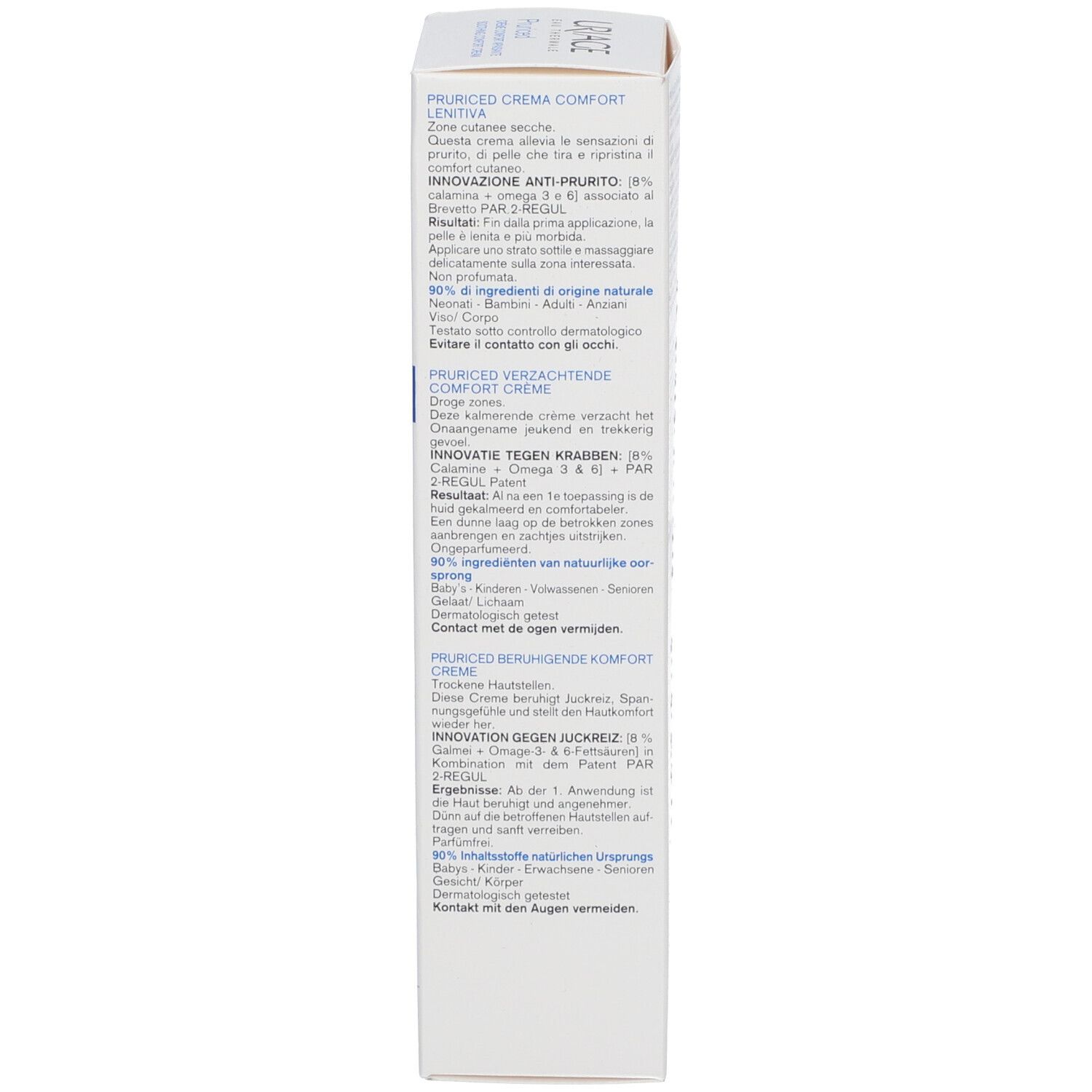 Uriage Verpackung. Text über Uriage Pruriced Crème Confort Apaisante.