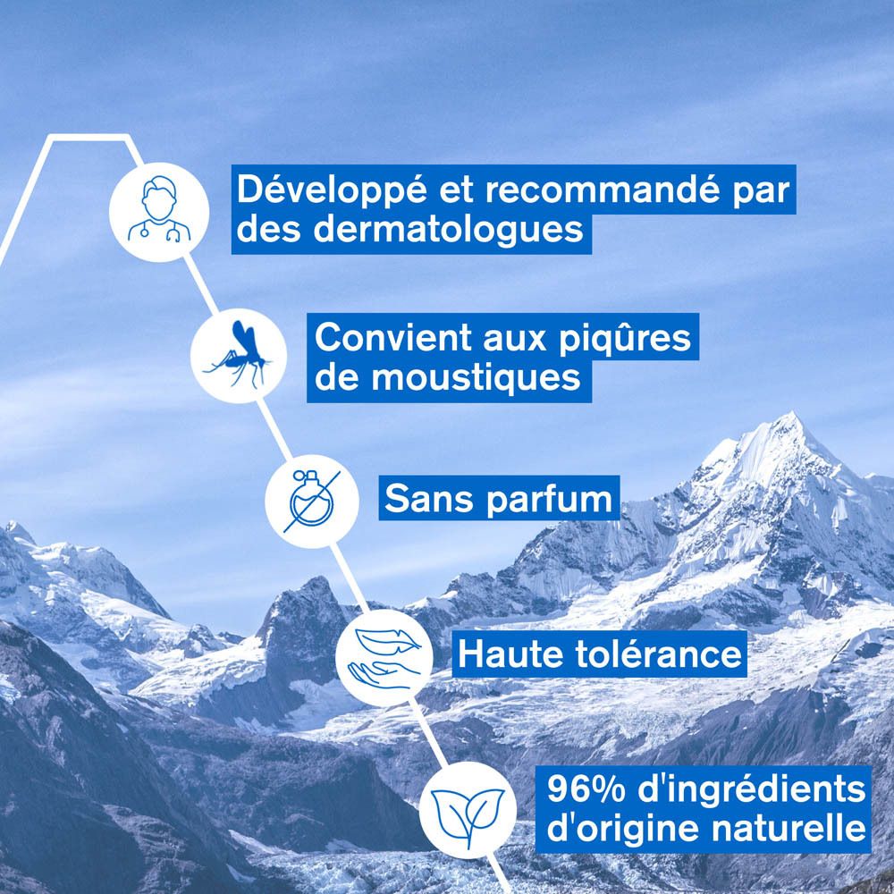Texte : Développé et recommandé par des dermatologues. 96% ingrédients d'origine naturelle. Sans parfum.