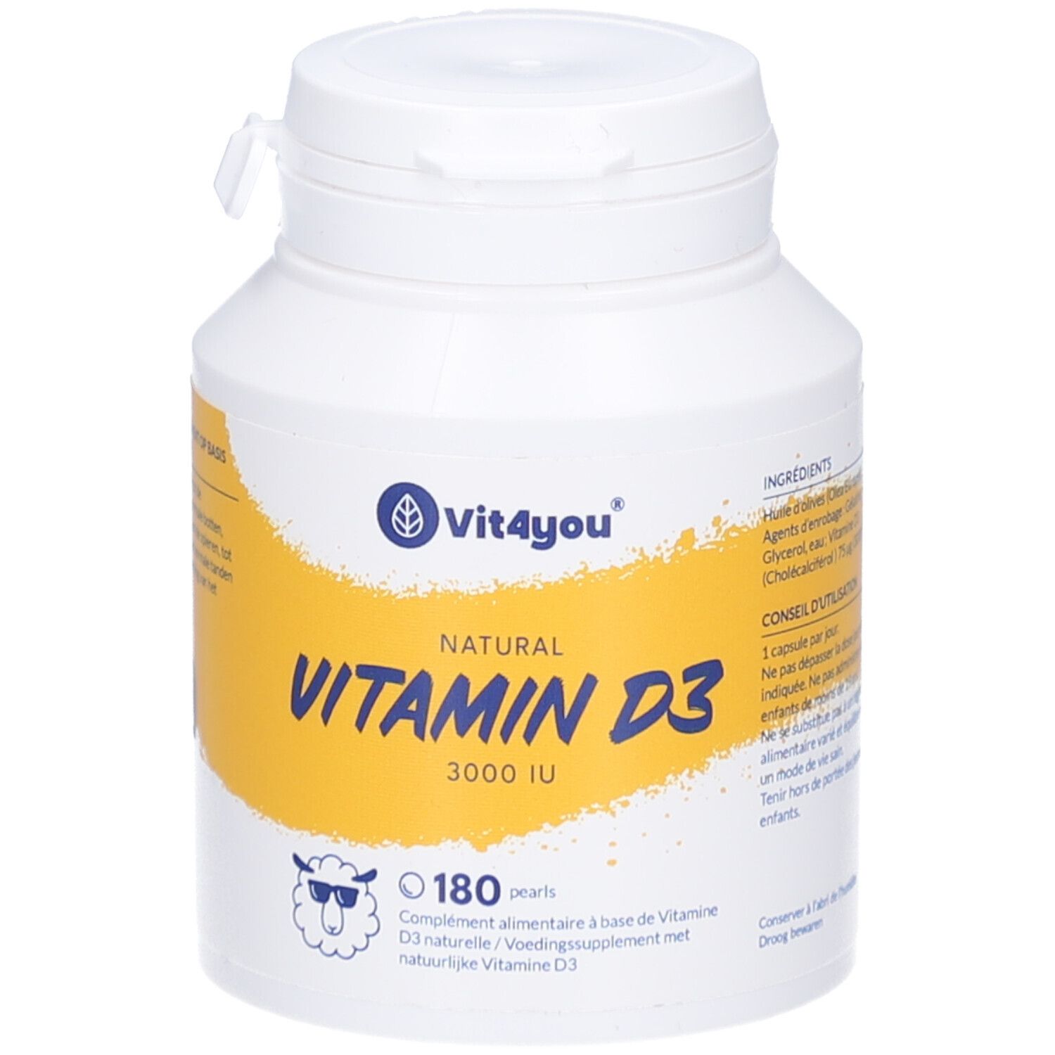 Vit4You® Vitamine D3 3000 IE 120 + 60 gratis capsules 180 Capsules