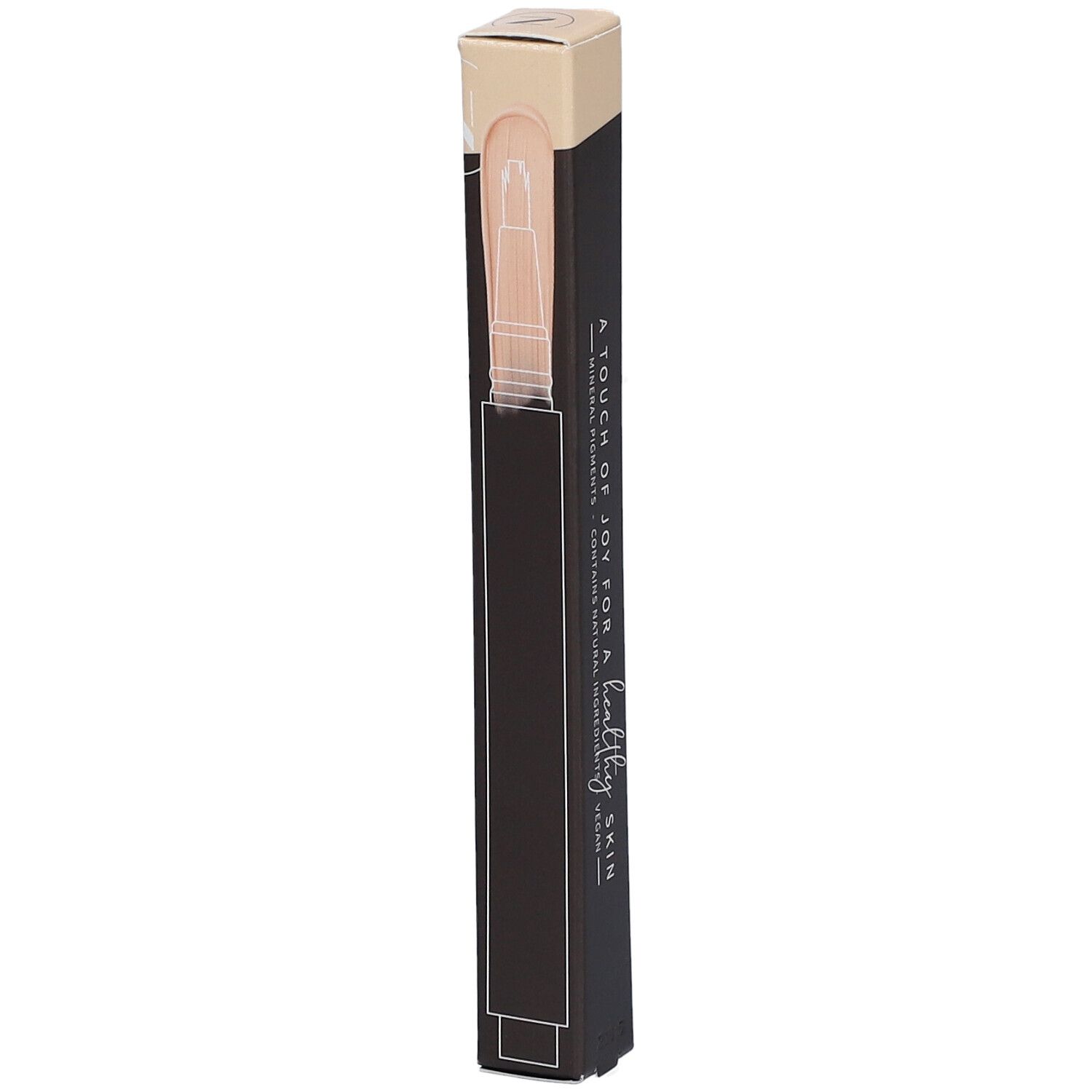 Emballage de correcteur. Noir avec texte beige. Inscription : 011, Correcteur d'Éclat, Les Couleurs de Noir. Illustration pinceau.