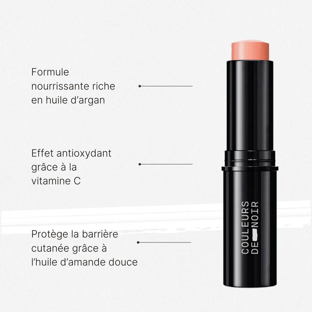 Informations sur le produit. Stick de blush crémeux avec ingrédients et propriétés. Inscription: LES COULEURS DE NOIR.