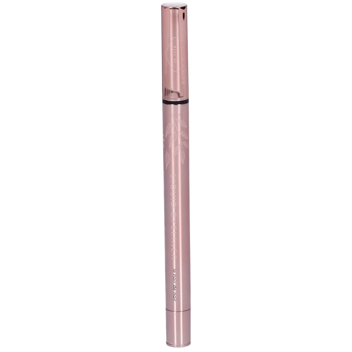 Stylo eyeliner fin, couleur rose. Pointe noire et capuchon. Gravure sur le corps.