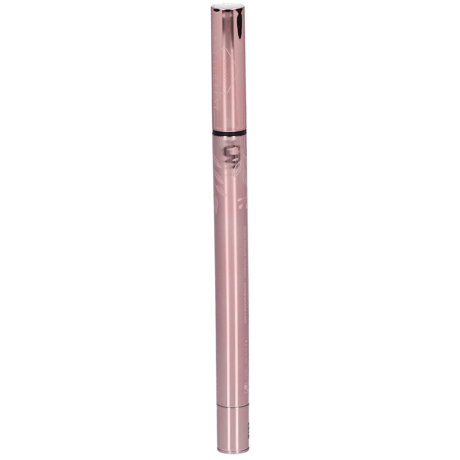 Stylo eyeliner fin, couleur rose. Pointe noire et capuchon. Gravure sur le corps.