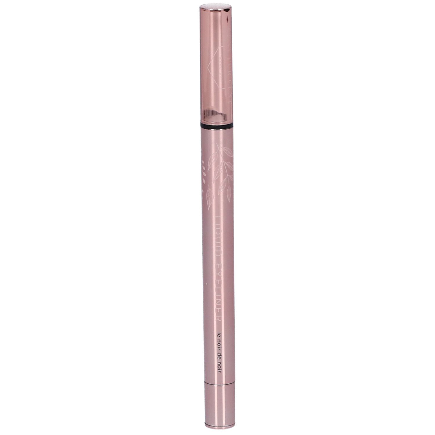 Stylo eyeliner fin, couleur rose. Pointe noire et capuchon. Gravure sur le corps.