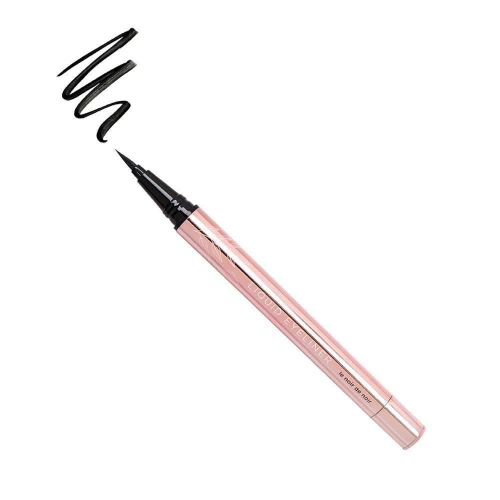 Stylo eyeliner avec pointe noire. Trait noir à côté.