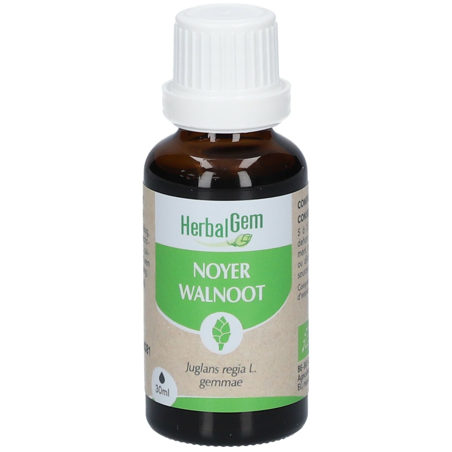 Herbalgem - Noyer Bio - Complément Alimentaire - Extrait De Bourgeon Frais - Pour Digestion & Flore Intestinale - 30 ml