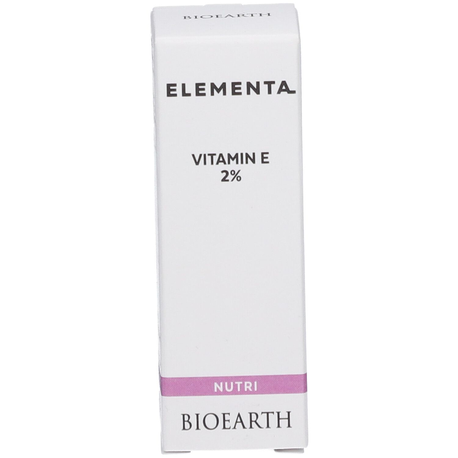 Witte doos met "Elementa Vitamin E 2%" en "Nutri Bioearth".