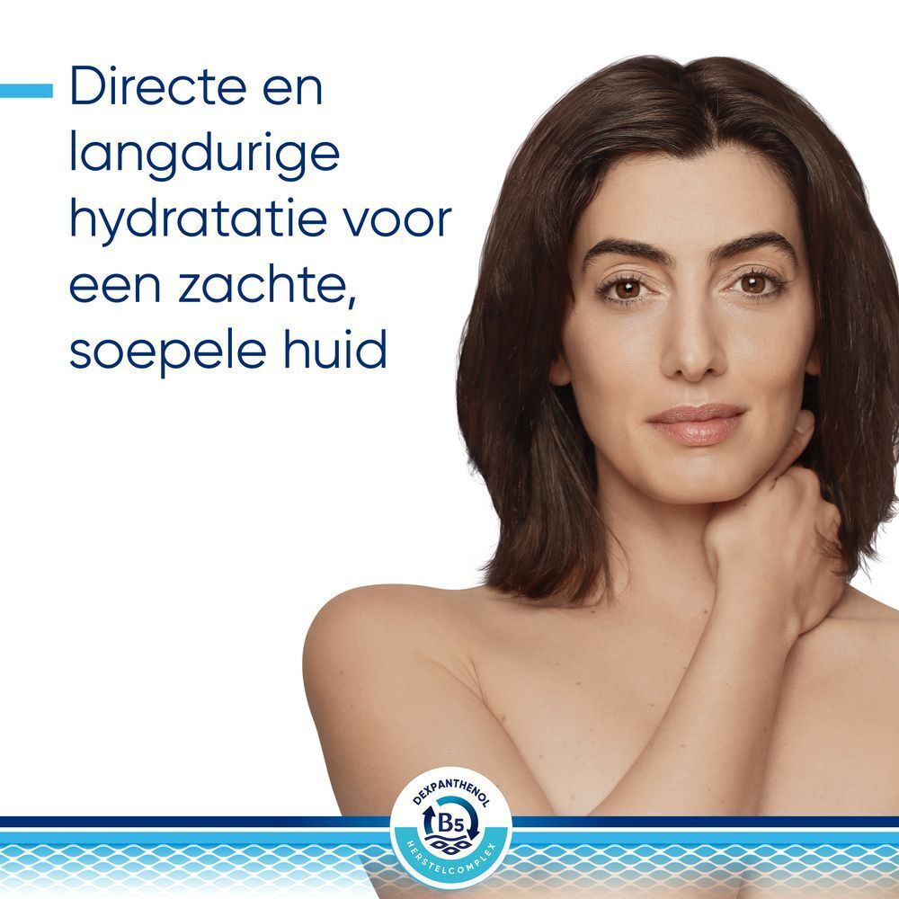 Bepanthen Derma wasgel. Blauwe fles met witte dop. Tekst: Milde wasgel voor de droge huid.