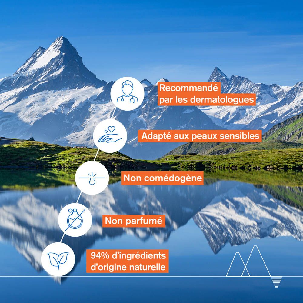 Graphique avec informations sur le sérum URIAGE Dépiderm. Recommandé par les dermatologues, peau sensible.