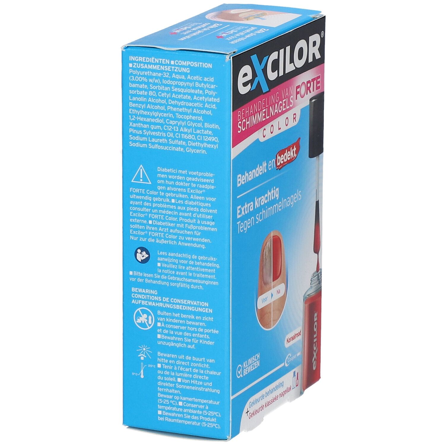 Excilor Forte, behandeling schimmelnagels. Ingrediënten. Gebruiksinformatie. Voorzorgsmaatregelen.