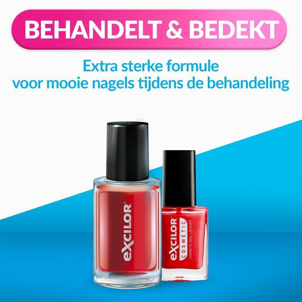 Nagellakflessen. Excilor. Behandeling schimmelnagels. Formule voor mooie nagels.