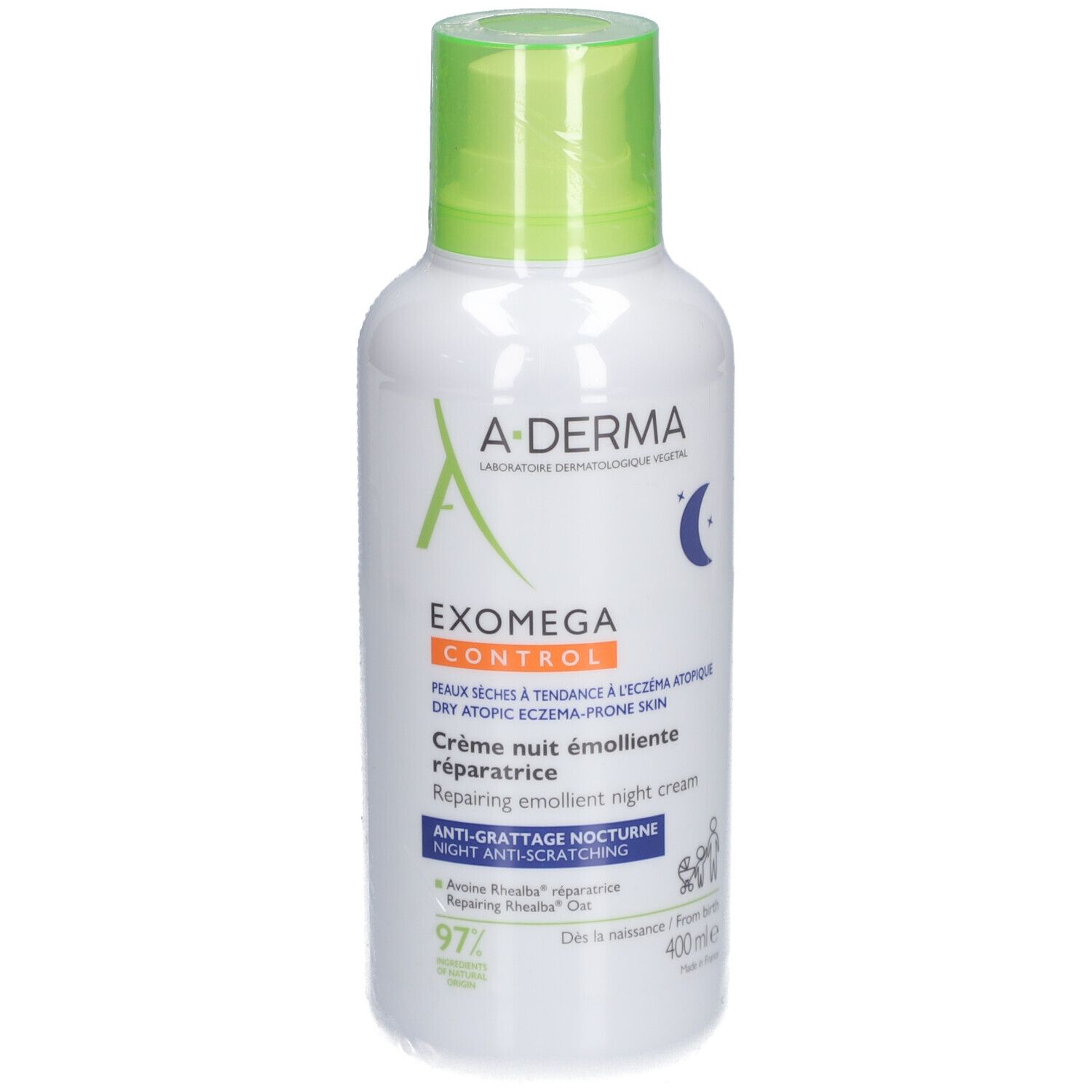 A-Derma Exomega Control herstellende emolliërende nachtcrème anti-nachtjeuk | Droge huid met neiging tot atopisch eczeem 400 Nachtcrème