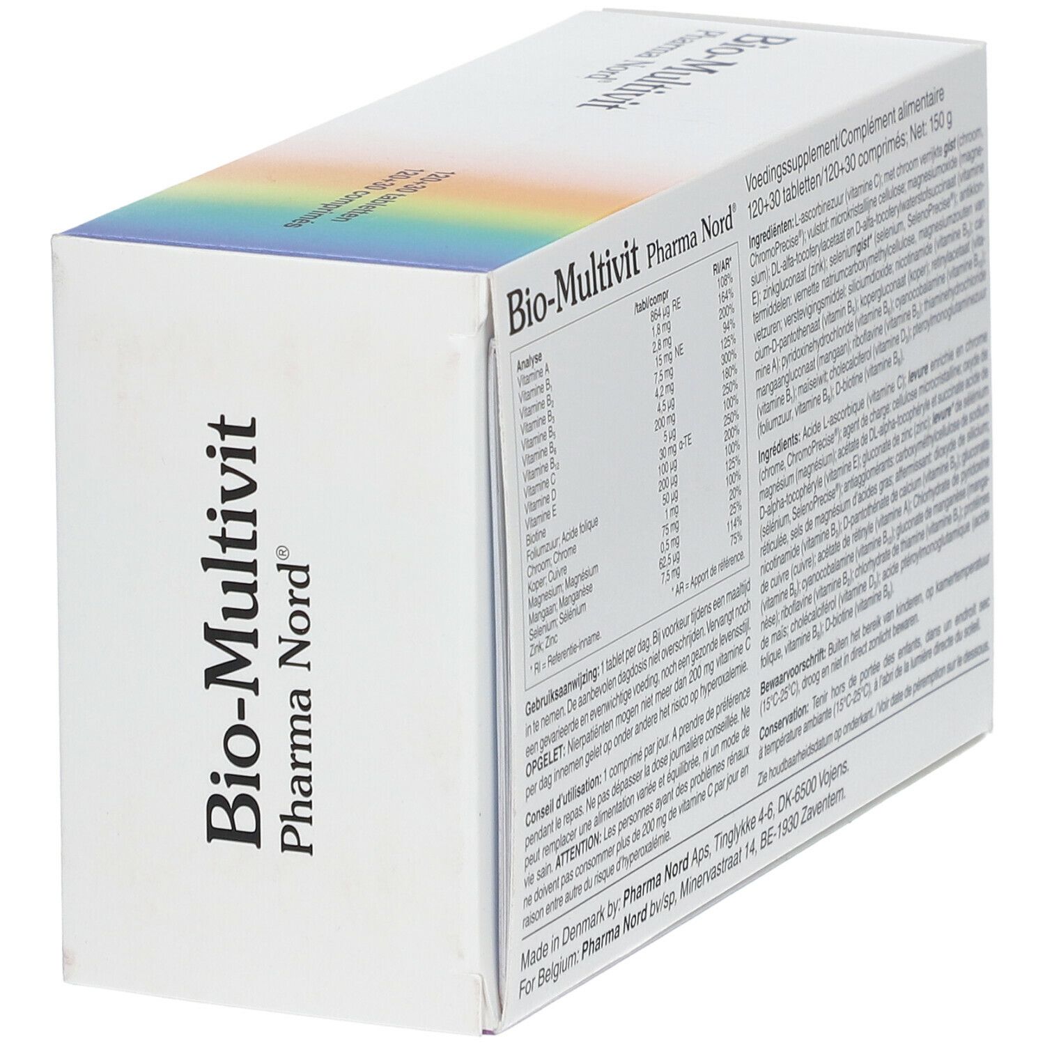 Boîte Bio-Multivit. Informations nutritionnelles et ingrédients. Pharma Nord.