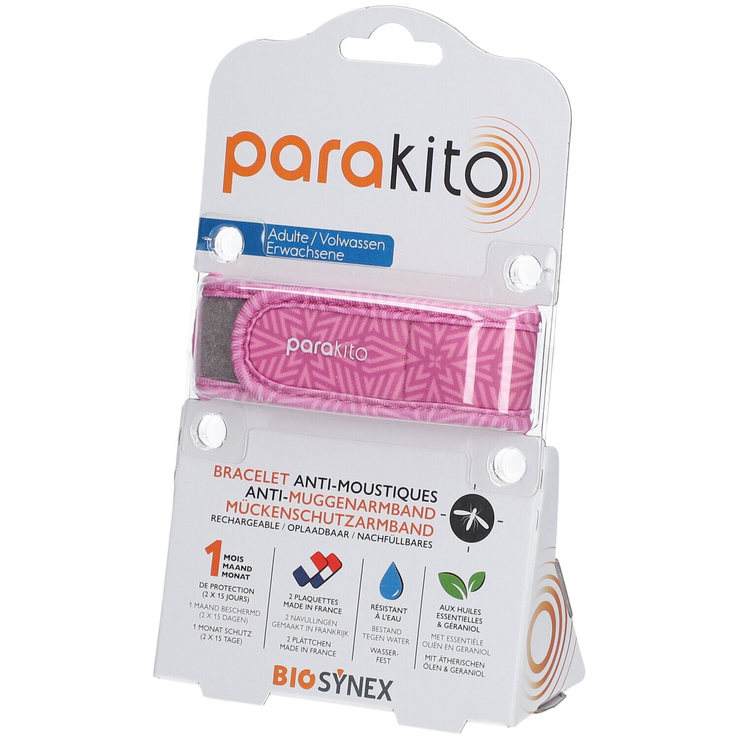ParaKito Bracelet Anti-Moustiques Adulte Noir Rose 1 bracelet(s)