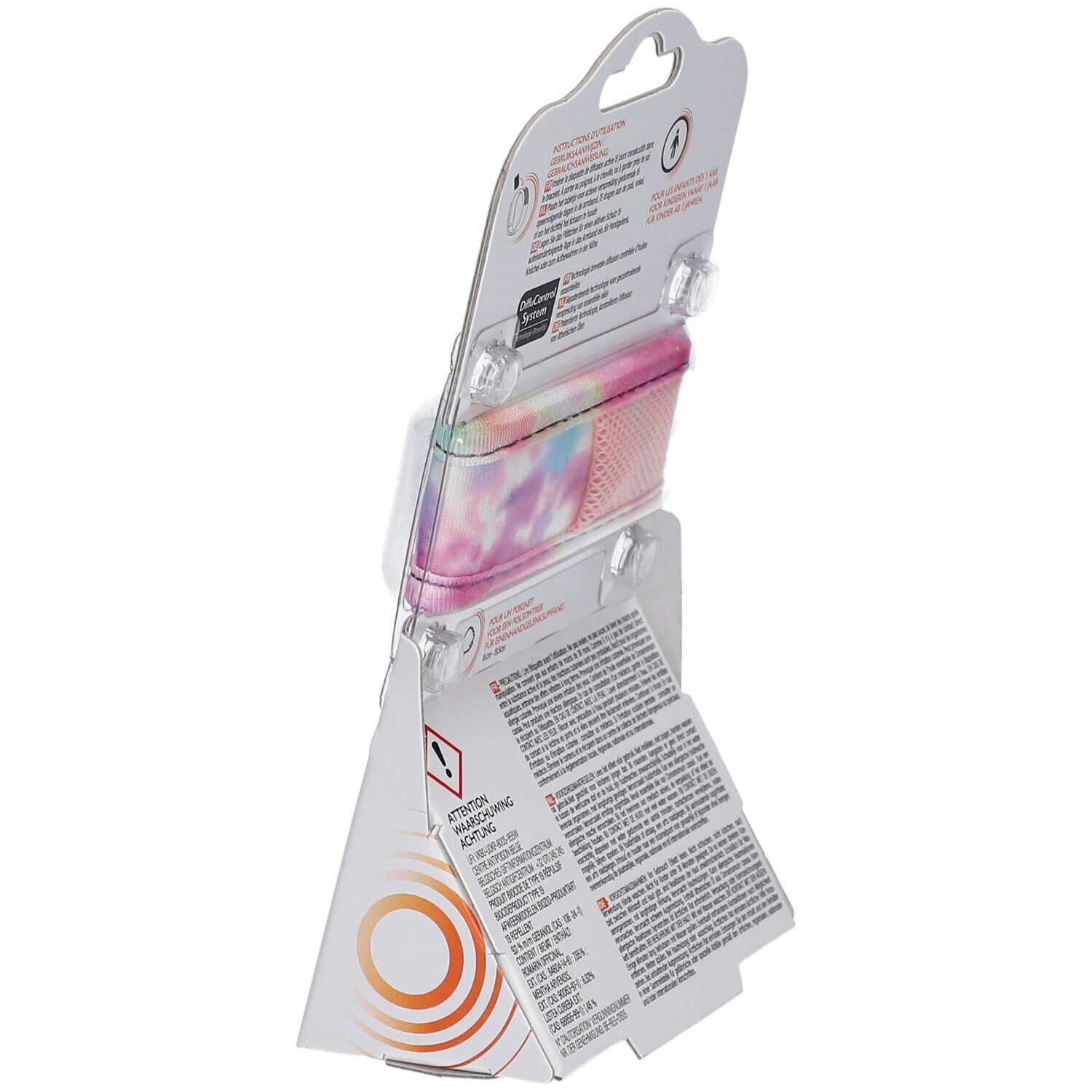 Dos de l'emballage ParaKito Junior 3+. Texte et pictogrammes. Avertissements. Mode d'emploi. DiffuControl System.